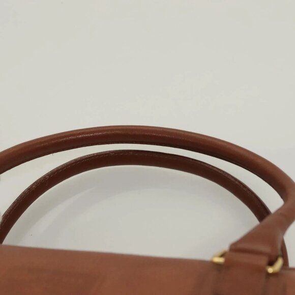 Burberrys Hand Bag Leather Brown Gold Auth ep9811 - Picture 9 of 15